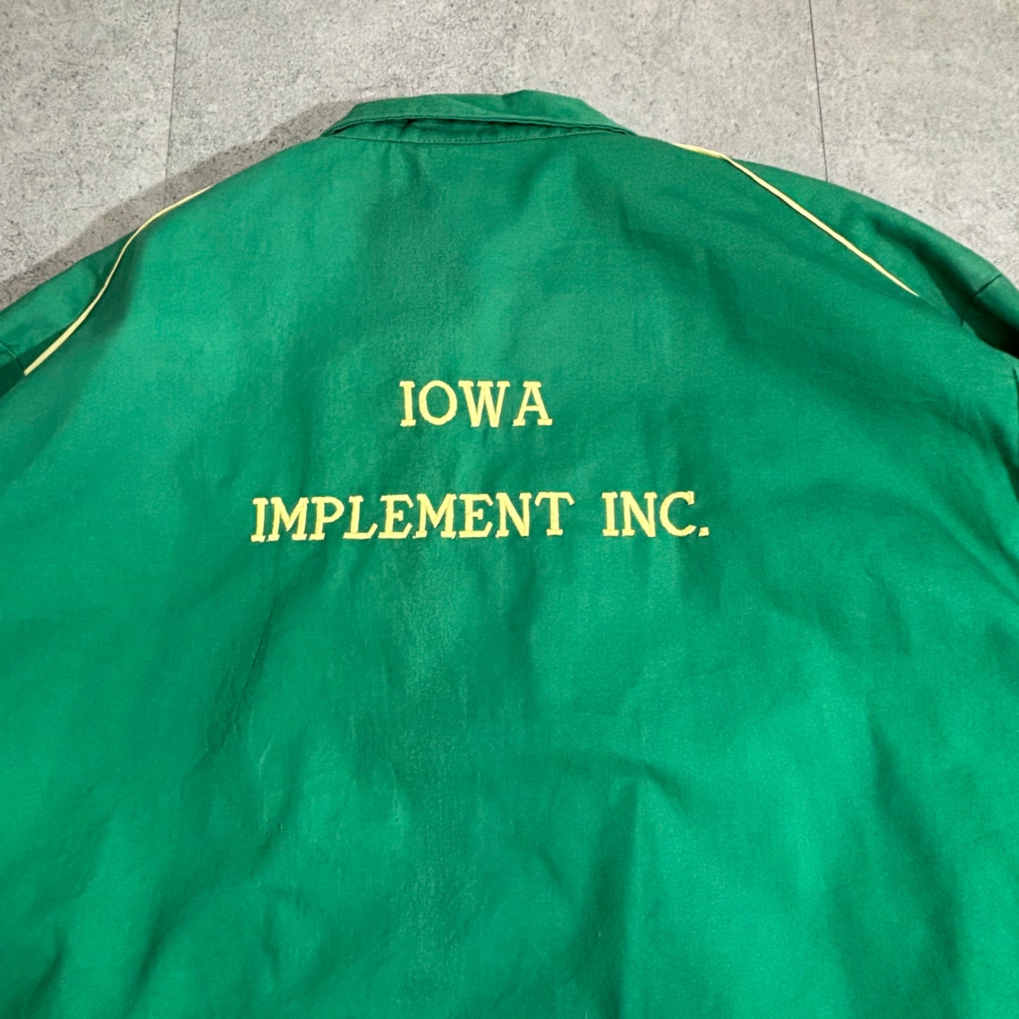 PROTEXALL × John Deere 企業ロゴ 刺繍 ワークジャケット 70s〜80s USA製 TALONジップ IOWA IMPLEMENT INC. グリーン