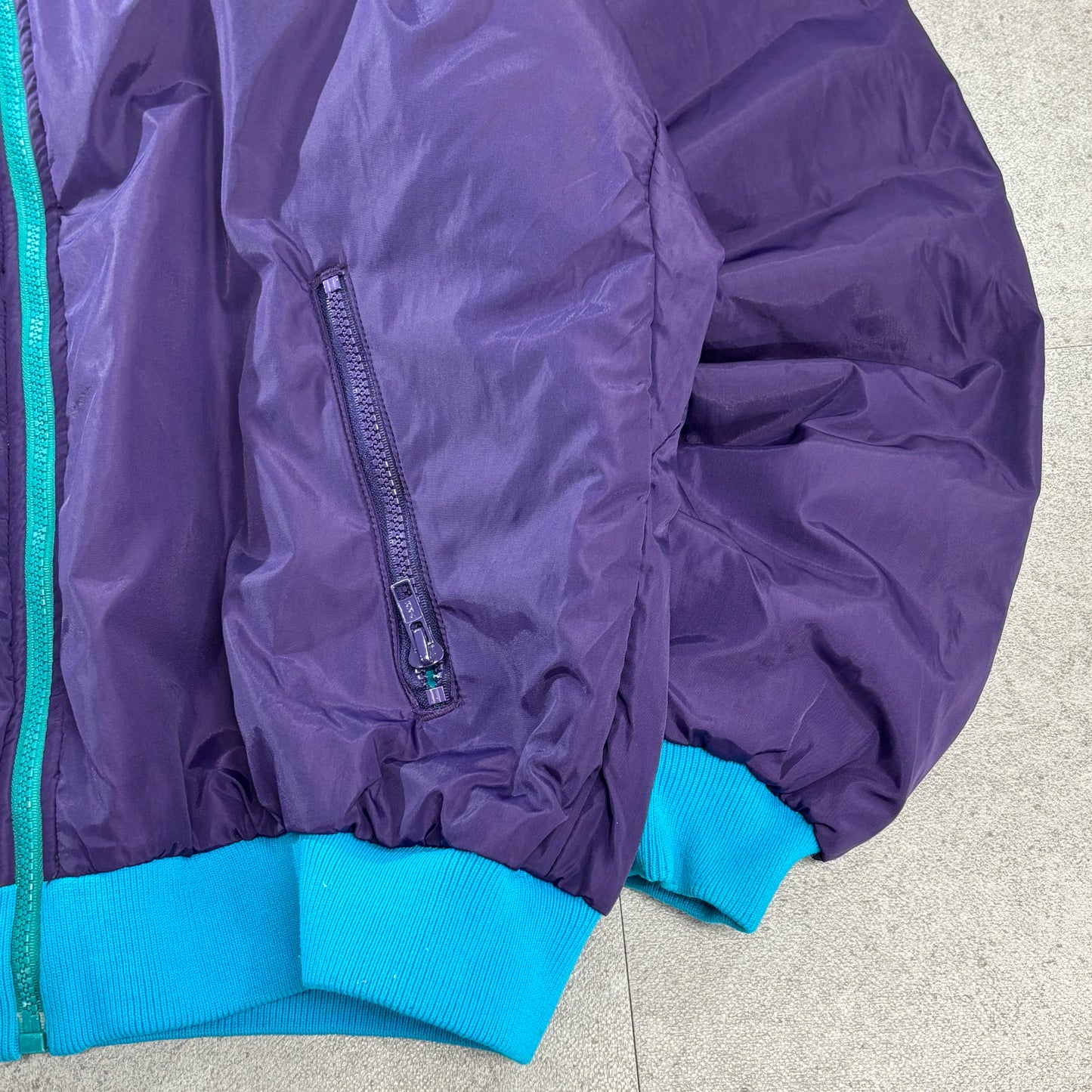 90s Columbia リバーシブル 3M Thinsulate 中綿ナイロンジャケット パープル×ティール M スリランカ製 “Radial Sleeve™”