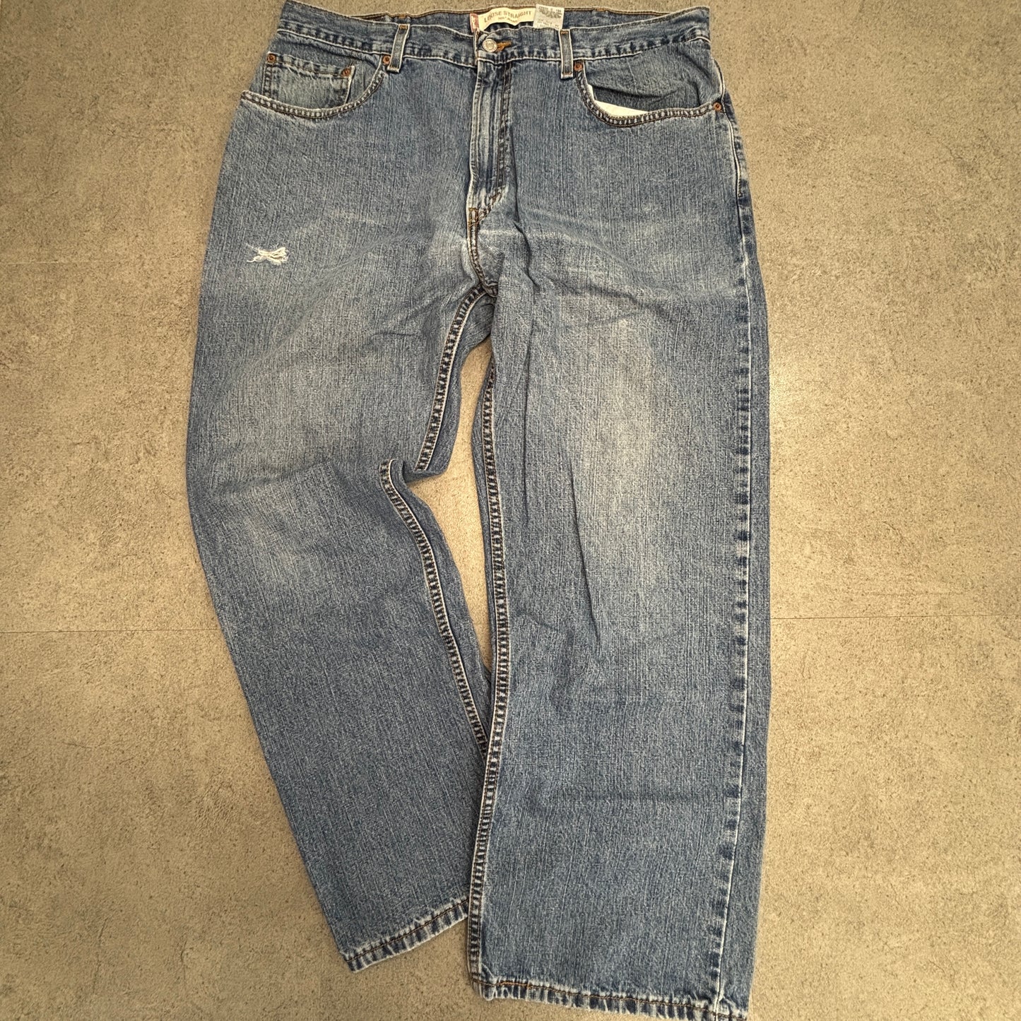 Levi’s 569® Loose Straight デニム W38 L30 ライトインディゴ レッドタブ 色落ち/裾スレ/小リペア 00s ジップフライ