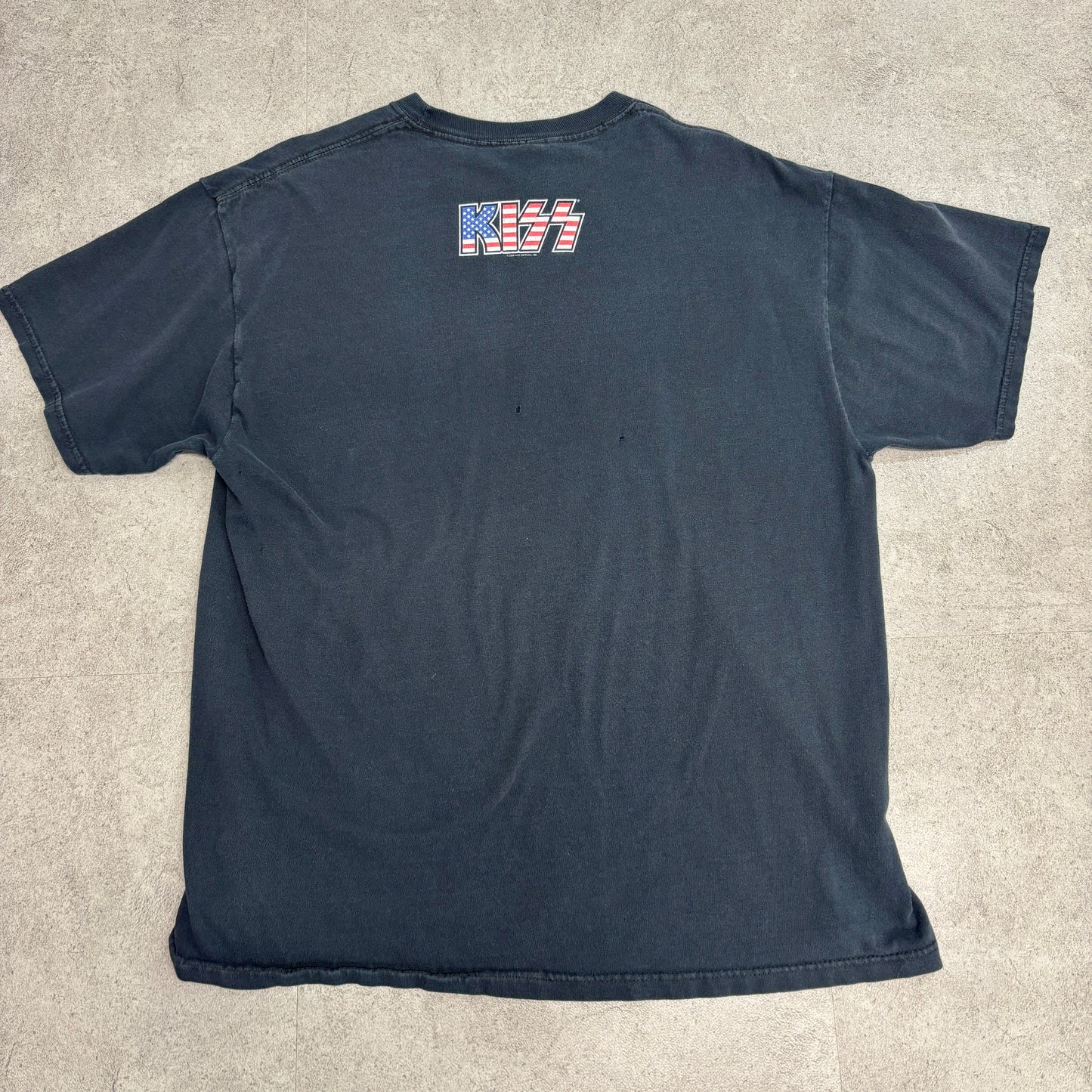 KISS バンドTシャツ 2005年製 アメリカ国旗ロゴ×メンバー集合プリント JERZEES XL ブラック ロックT