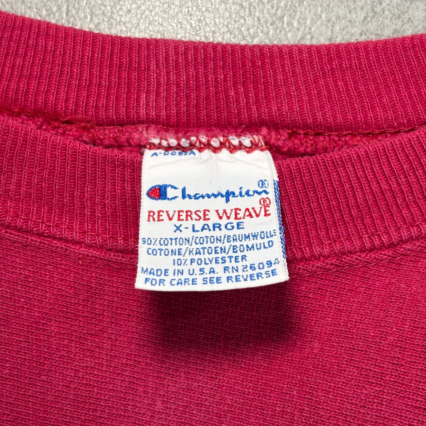 【USA製 90s】Champion リバースウィーブ スウェット XL ボルドー ΔΦΩ ギリシャ文字 タータンワッペン 刺繍ロゴ