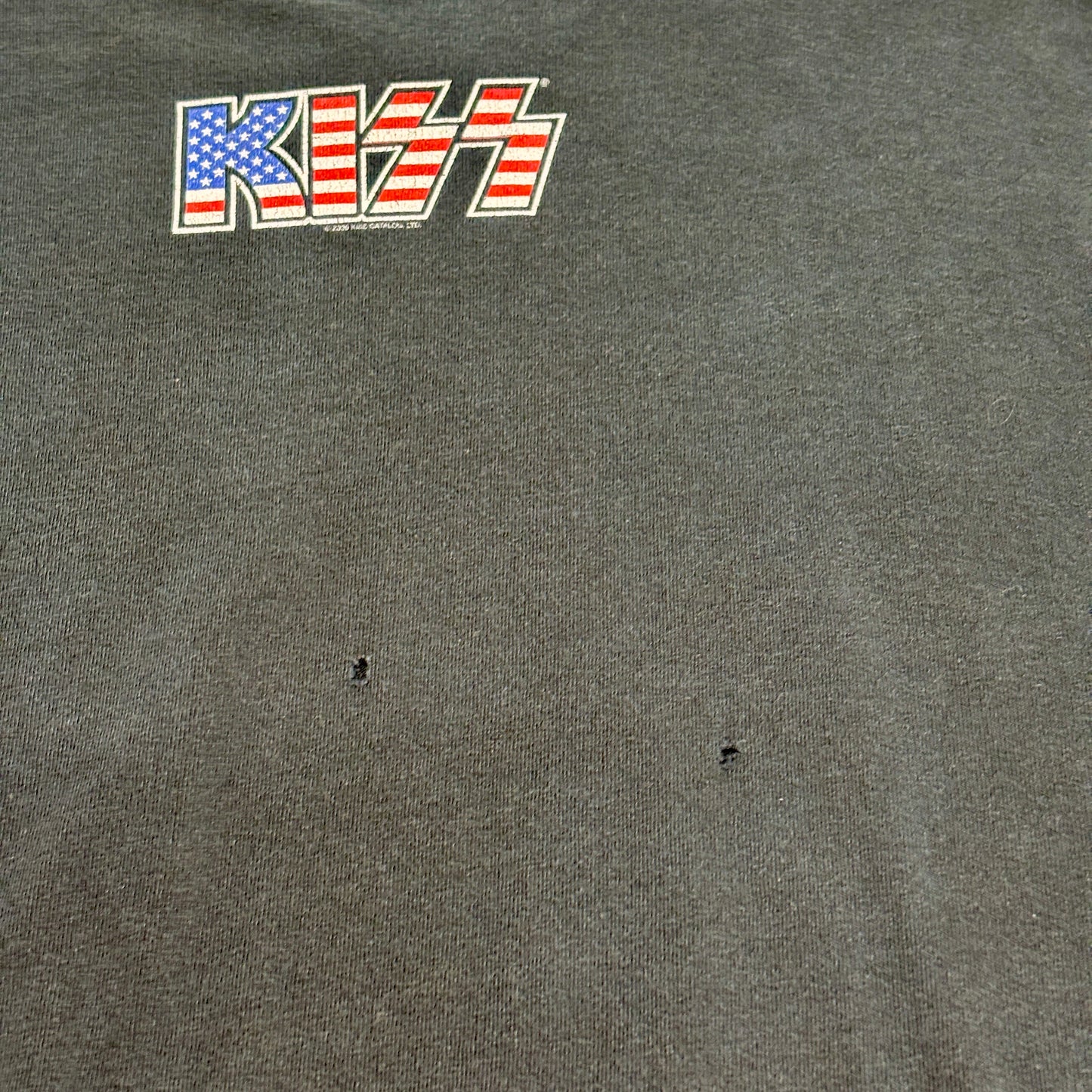 KISS バンドTシャツ 2005年製 アメリカ国旗ロゴ×メンバー集合プリント JERZEES XL ブラック ロックT