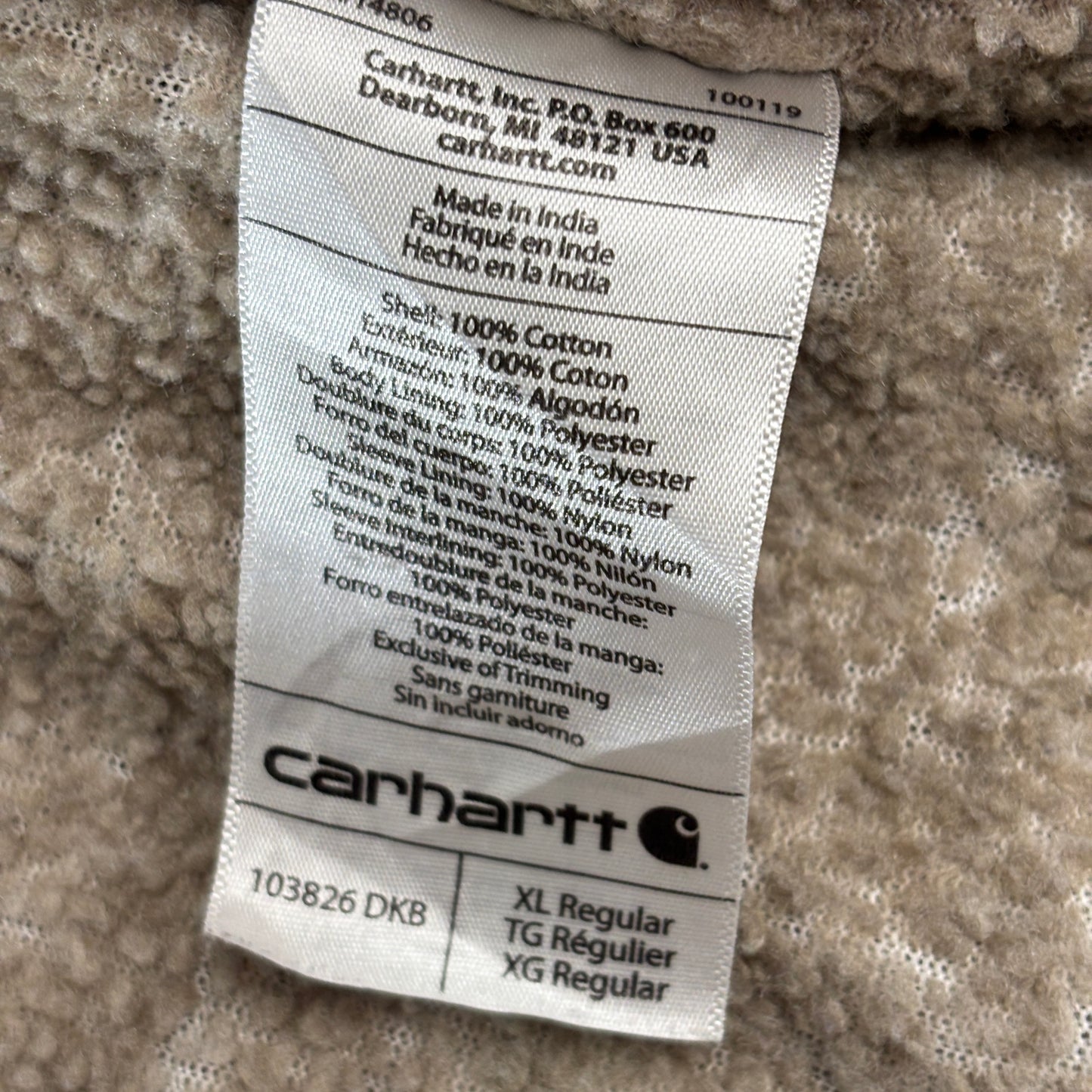 Carhartt/カーハート XL|ダックキャンバス フーデッド ワークジャケット ブラウン|ボア(シェルパ)ライニング|ワーク/アメカジ
