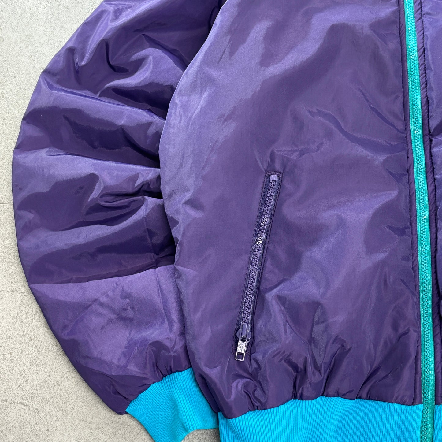 90s Columbia リバーシブル 3M Thinsulate 中綿ナイロンジャケット パープル×ティール M スリランカ製 “Radial Sleeve™”