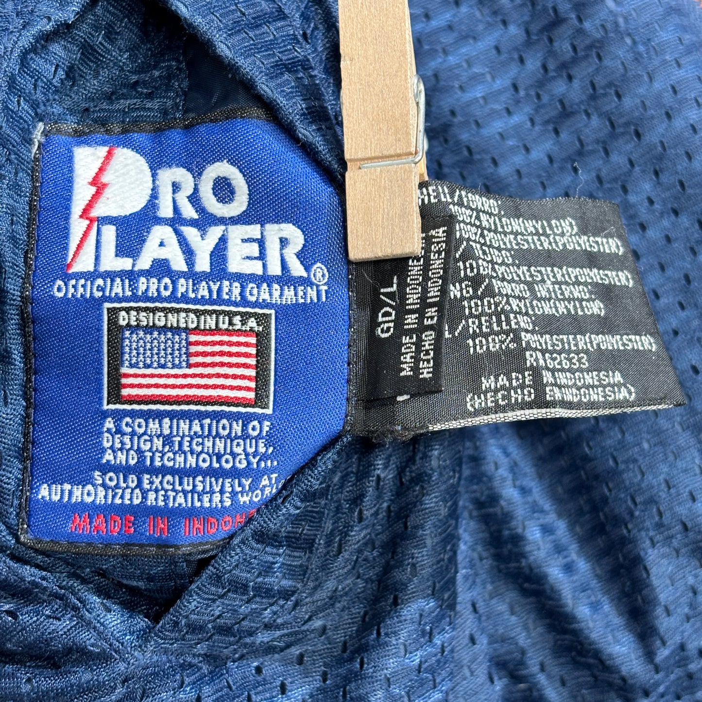 90s PRO PLAYER DENVER BRONCOS ナイロンジャケット ネイビー×オレンジ 刺繍ロゴ NFL公式モデル リバーシブル