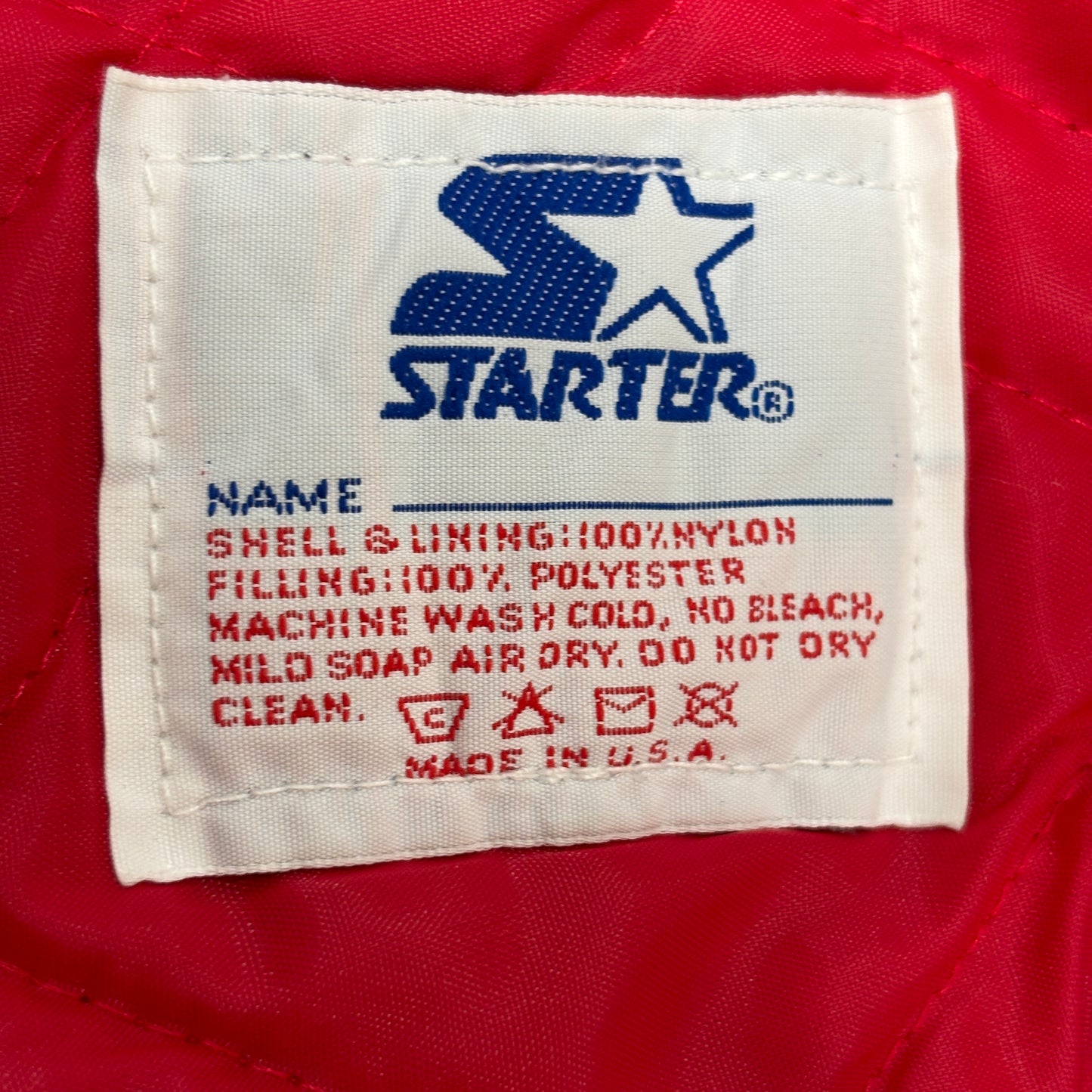 90s USA製 STARTER “MLB DIAMOND COLLECTION” ATLANTA BRAVES サテン スタジャン L ネイビー×レッド ビッグロゴ