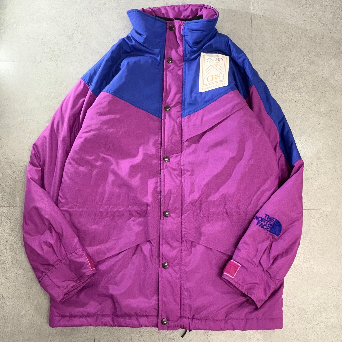 THE NORTH FACE 90s ULTREX×3M Thinsulate 中綿 マウンテンジャケット M 香港製 パープル×ブルー CBS Albertville ‘92 ワッペン付 オリンピック