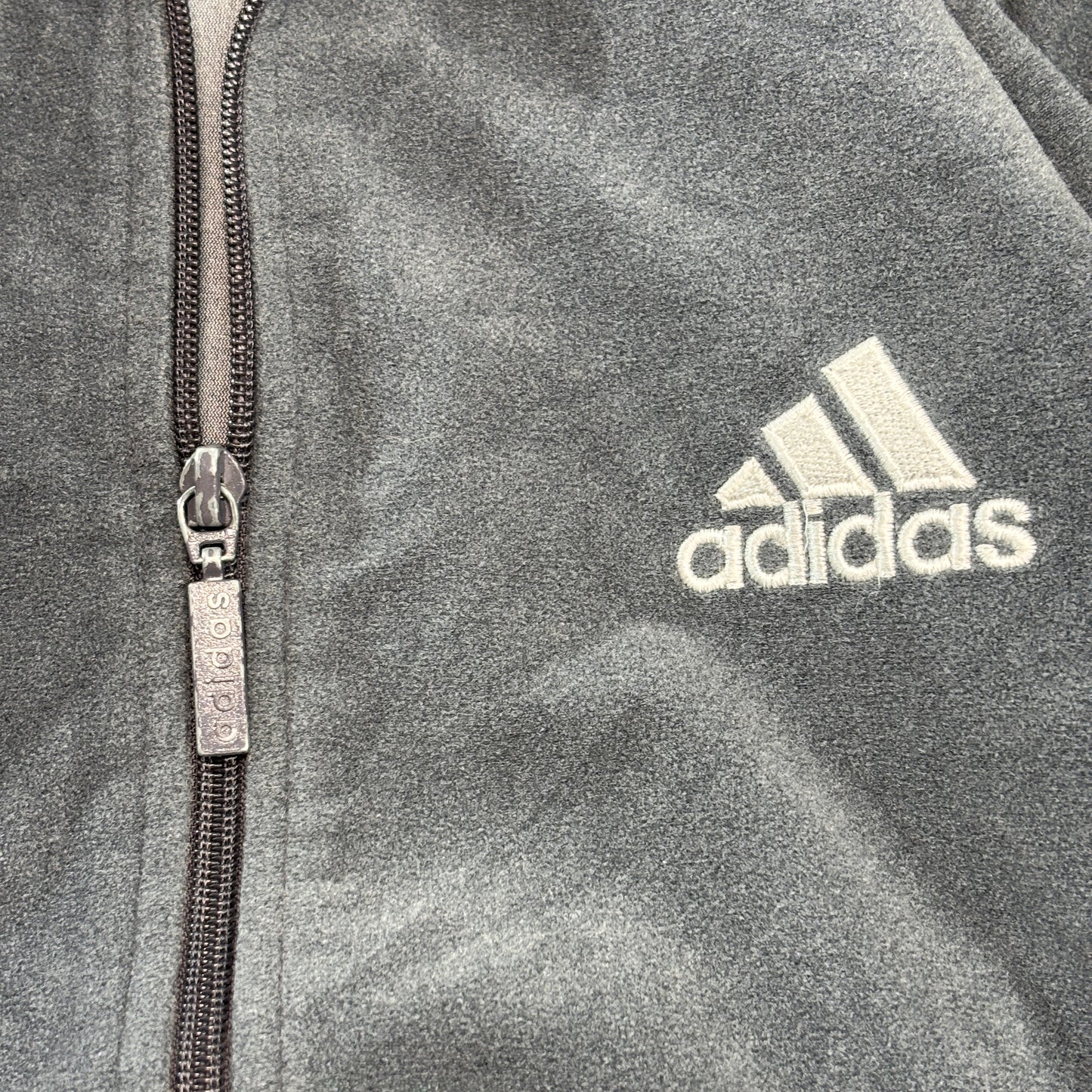 【90s〜2000s】adidas アディダス トラックジャケット ベロア切替 グレー×ネイビー×ホワイト Mサイズ