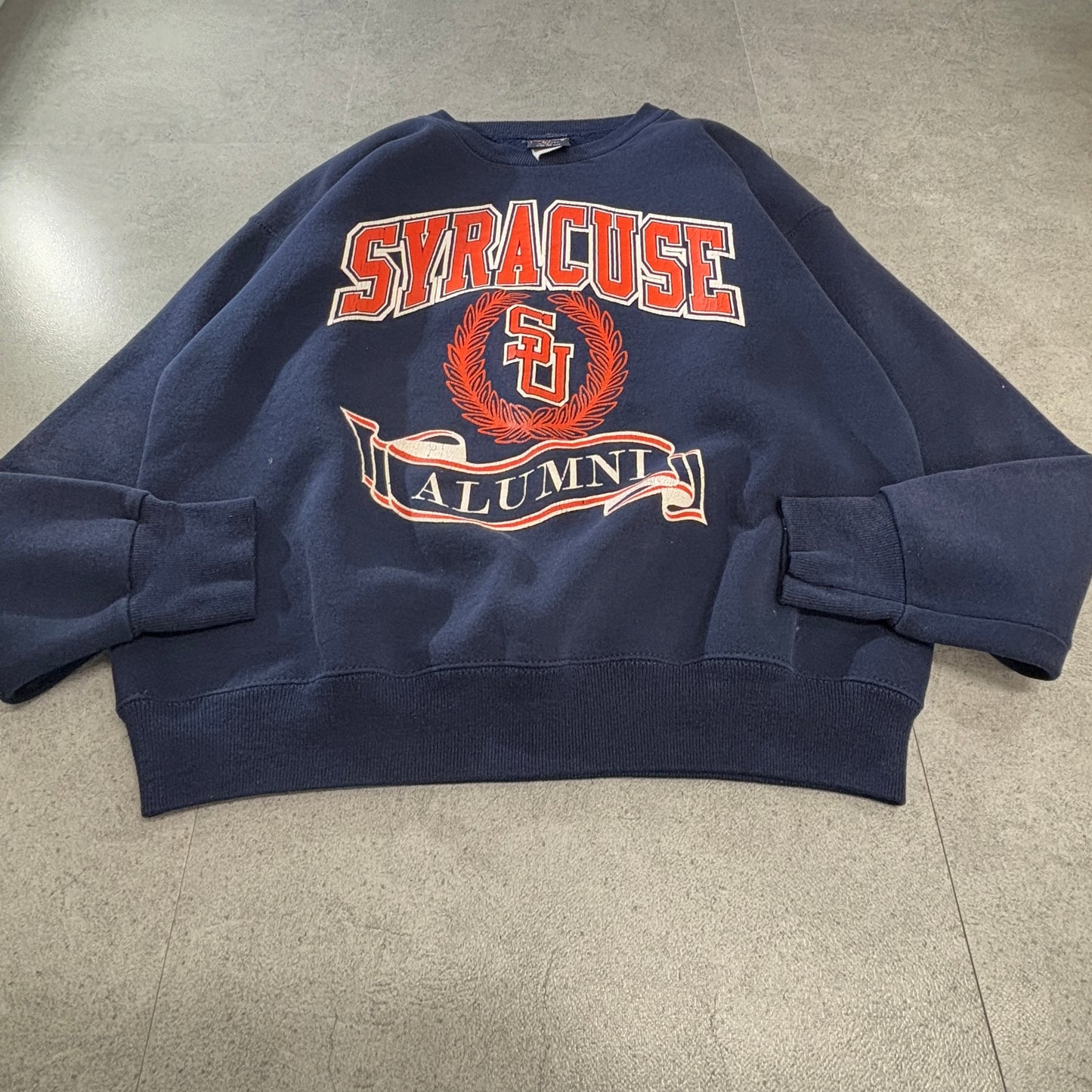 USA製 JANSPORT “SYRACUSE ALUMNI” カレッジスウェット ネイビー Lサイズ/90s ヴィンテージ クルーネック トレーナー