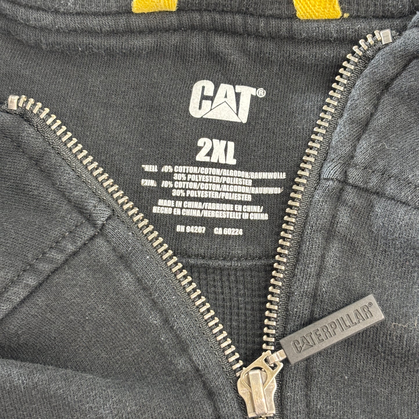 CAT Caterpillar サーマルライニング ワークフルジップパーカー フーディー 2XL ブラック