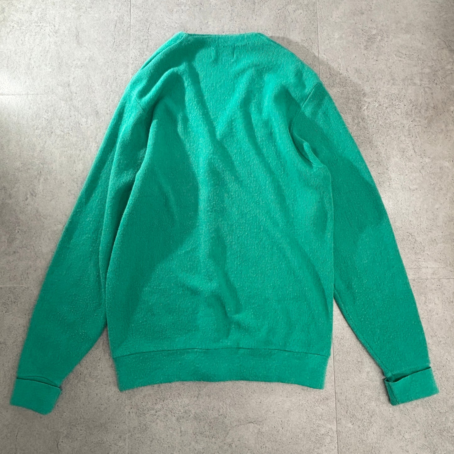 【60s〜70s ビンテージ】Sears ドラゴン刺繍 カーディガン XL TALL グリーン ニット アクリル