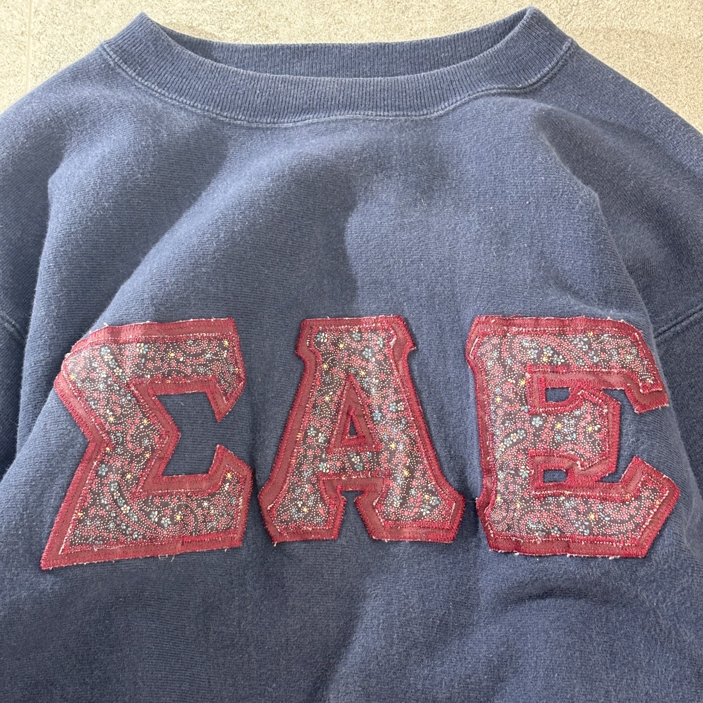 【USA製 90s ヴィンテージ】Champion Reverse Weave スウェット ネイビー Lサイズ ギリシャ文字 ΣΑΕ 刺繍 カレッジデザイン
