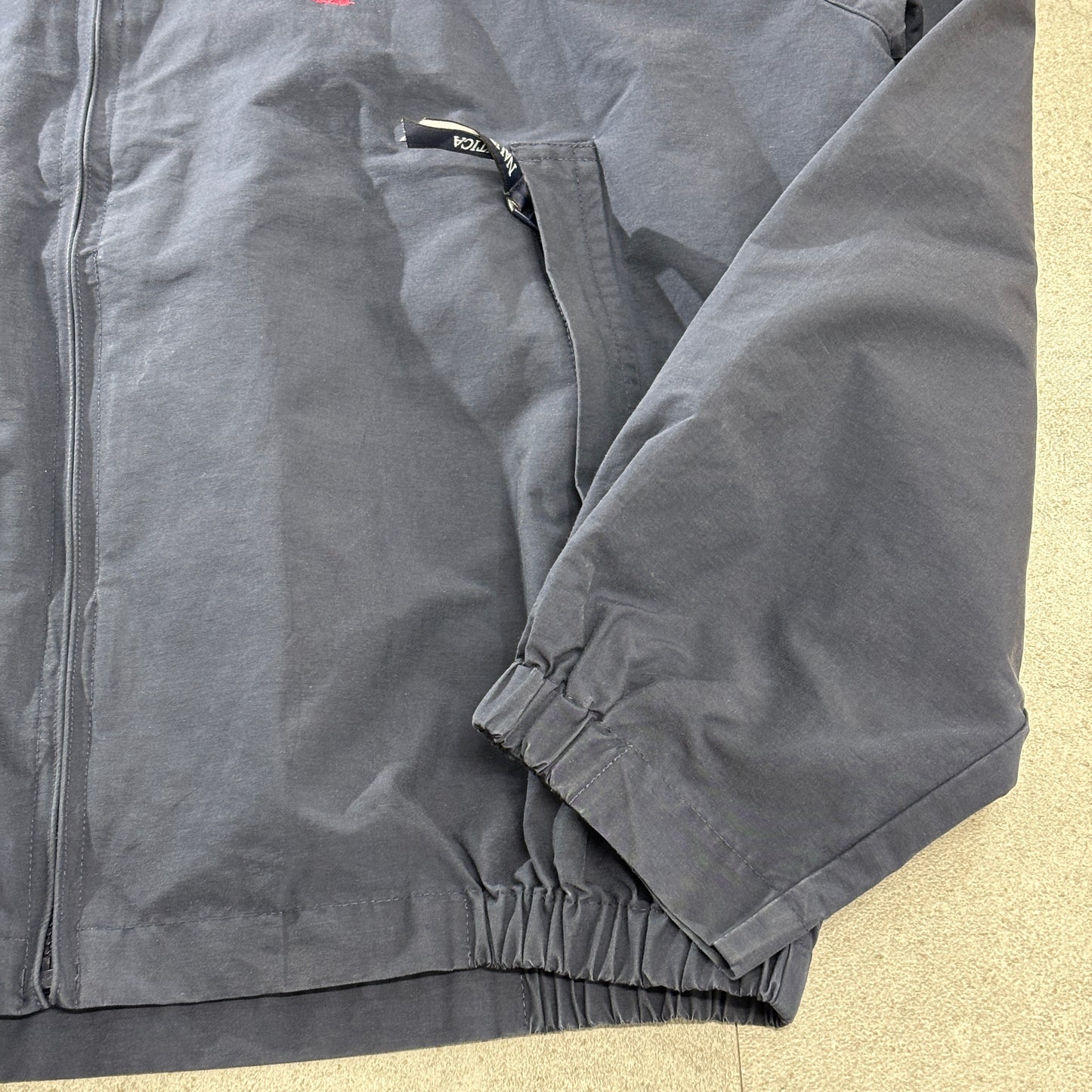 NAUTICA ビッグフラッグ 背面ワッペン セーリングジャケット L ネイビー×レッド 90s~00s フィリピン製 メッシュライナー