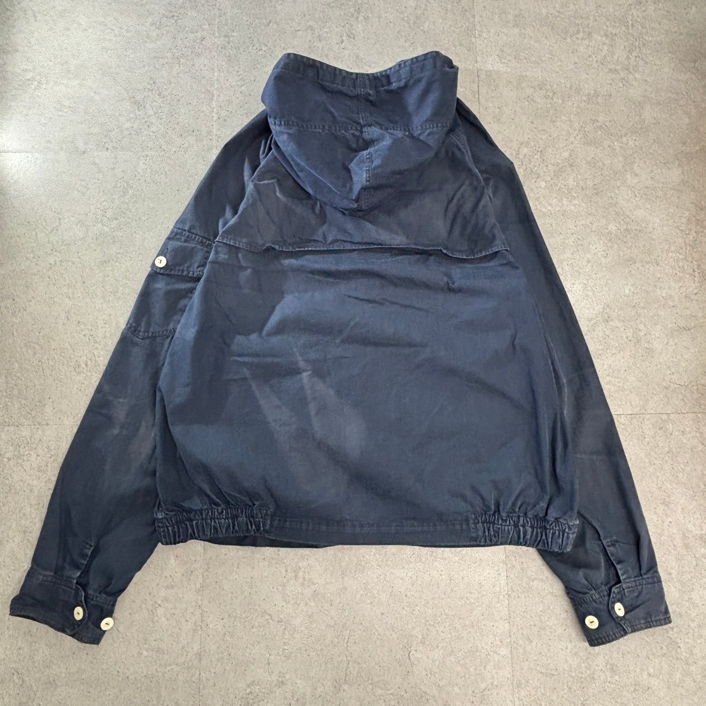 POLO RALPH LAUREN フーデッド ハリントン ジャケット L 紺 ポニー刺繍 TALONジップ コットンナイロン ベトナム製 2000s
