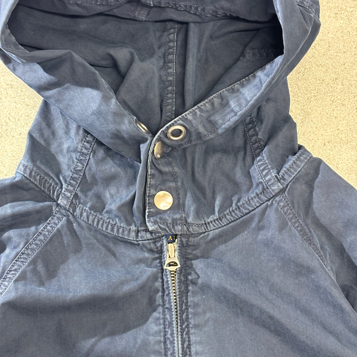 POLO RALPH LAUREN フーデッド ハリントン ジャケット L 紺 ポニー刺繍 TALONジップ コットンナイロン ベトナム製 2000s