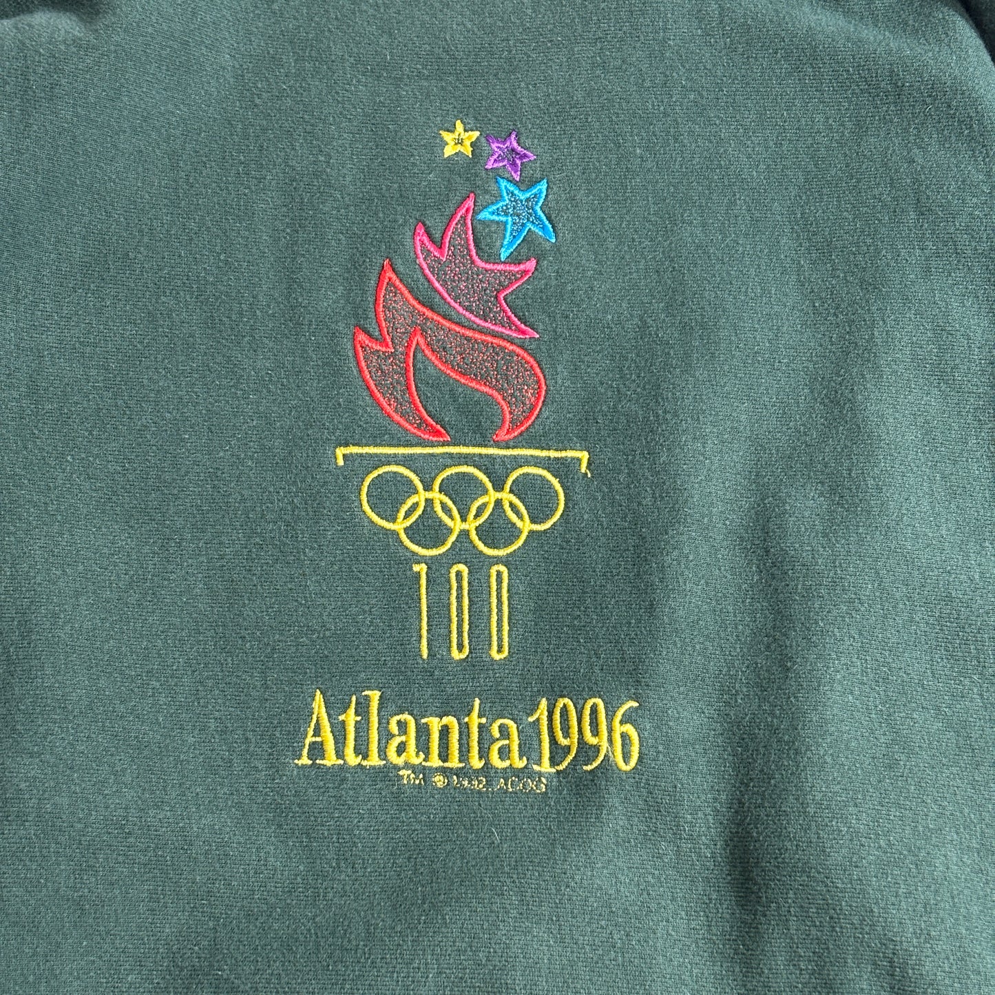 【Champion】USA製 Reverse Weave “Atlanta 1996 Olympic Games” オリンピック刺繍スウェット グリーン XL チャンピオン リバースウィーブ アメリカ製 90s 古着