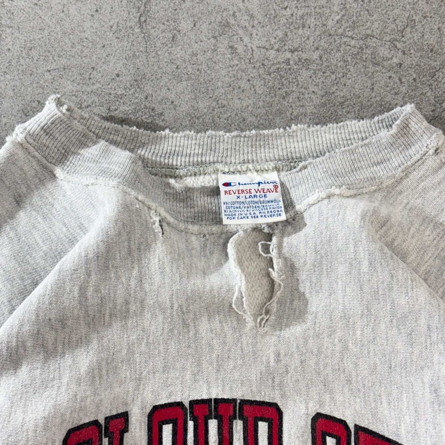 【USA製】Champion リバースウィーブ スウェット “ST. CLOUD STATE HOCKEY” XL 霜降りグレー     90s