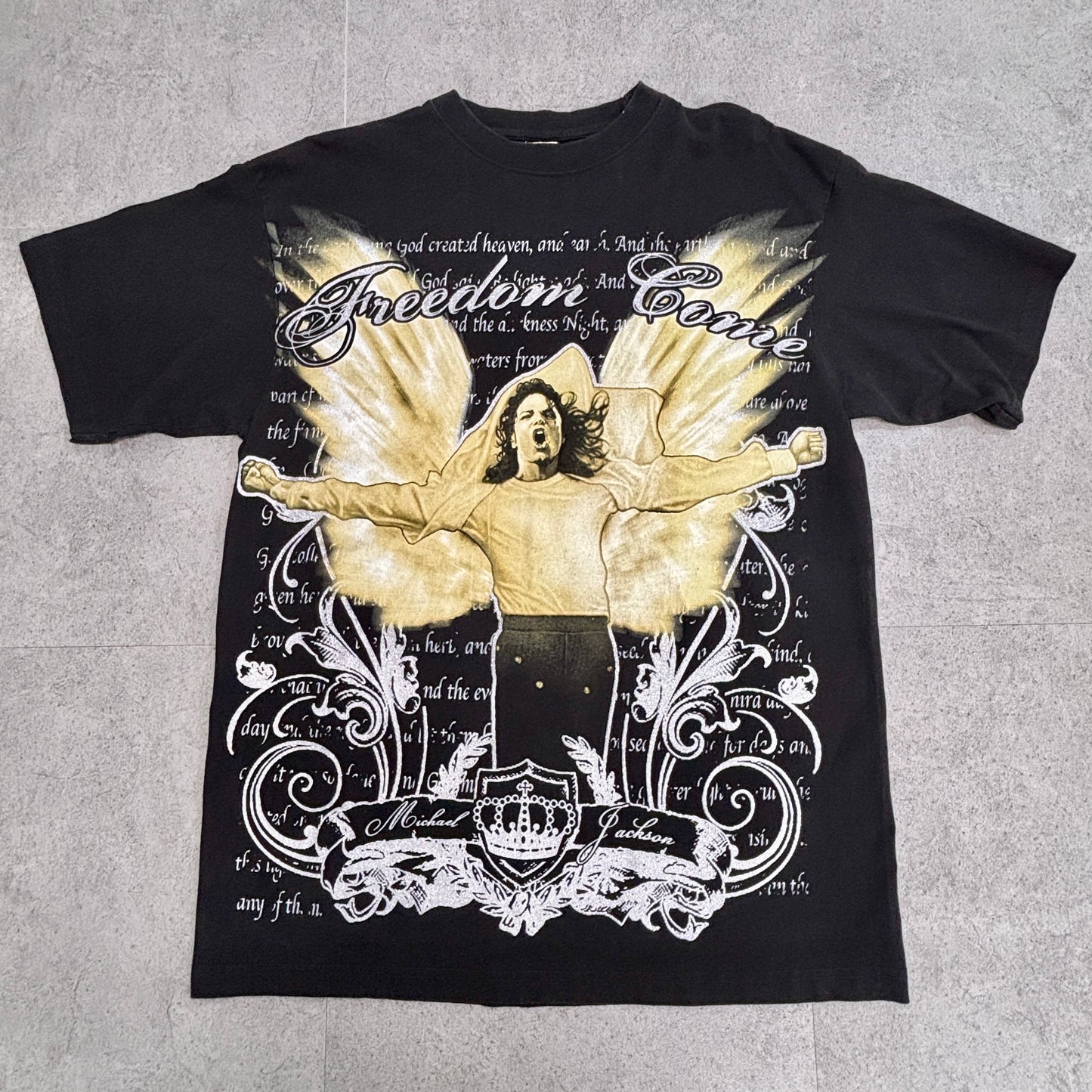 Michael Jackson マイケル・ジャクソン Freedom Came グラフィックTシャツ Justee製 XLサイズ ブラック 音楽Tシャツ