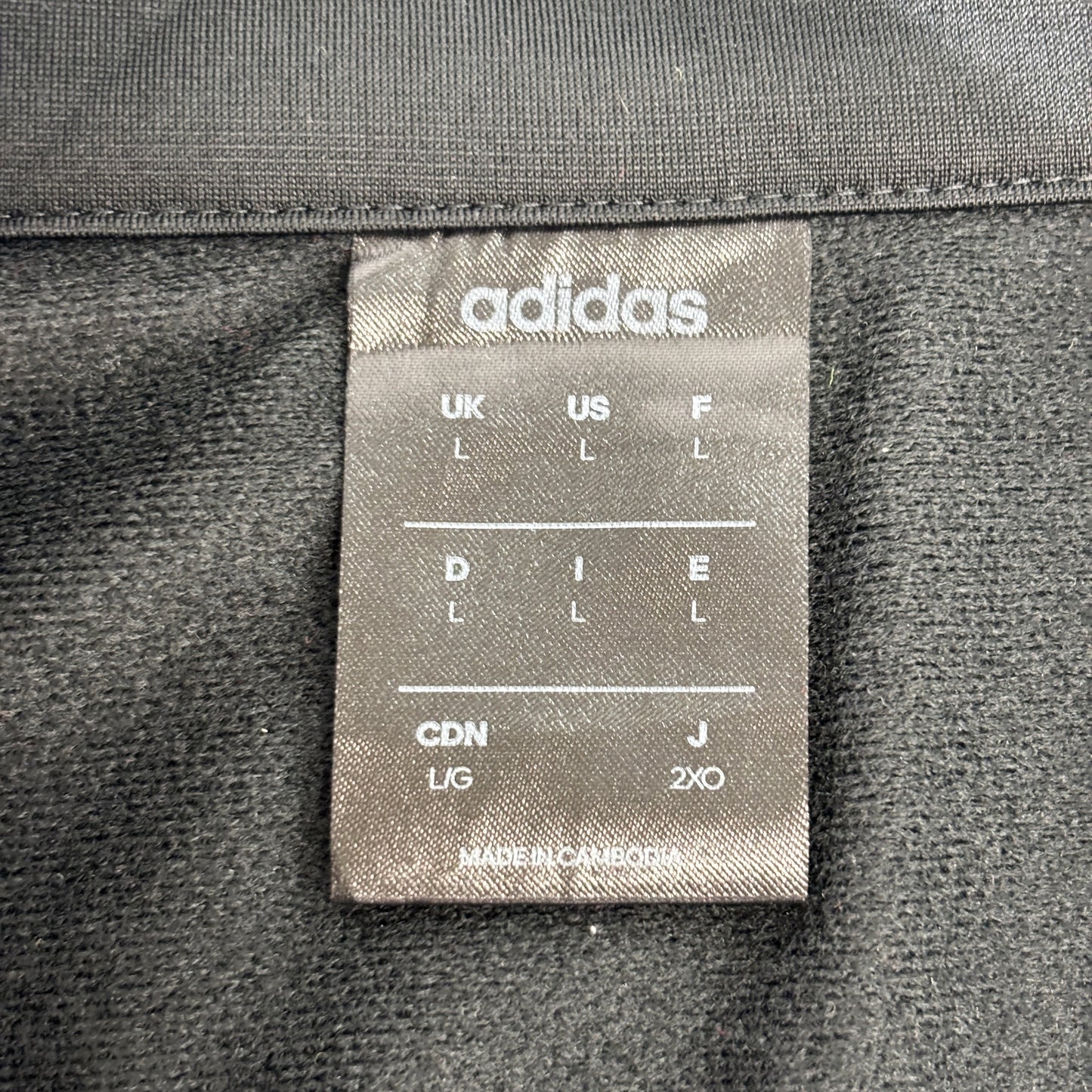 【90s〜00s】adidas アディダス トラックジャケット ブラック Lサイズ相当 カンボジア製 3ストライプ ジャージトップ