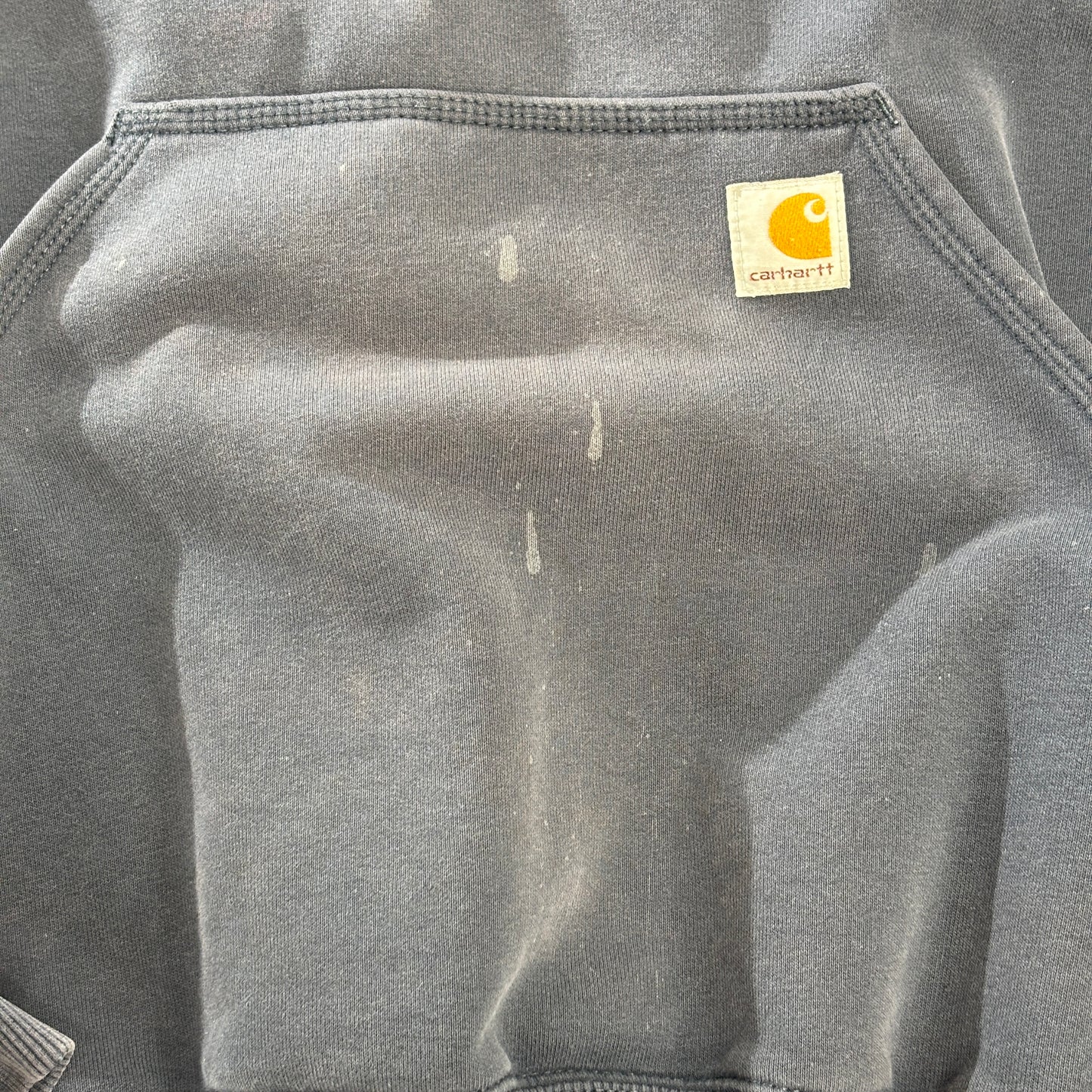 Carhartt カーハート 裏起毛 ハーフジップ パーカー グレー系 Lサイズ 企業刺繍入り 古着 スウェットフーディ