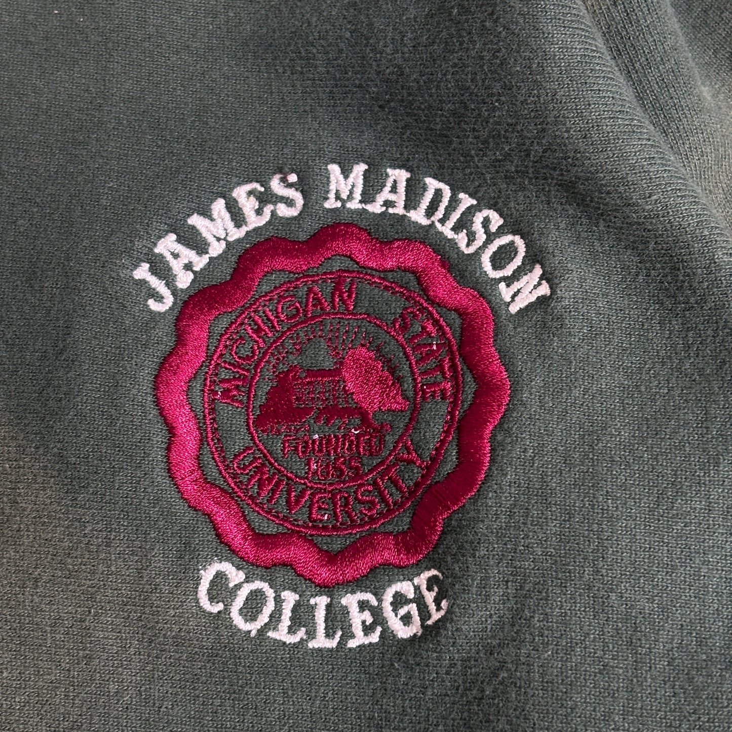 【Champion】USA製 Reverse Weave “JAMES MADISON COLLEGE” カレッジスウェット グリーン XL チャンピオン リバースウィーブ アメリカ製 90s 古着