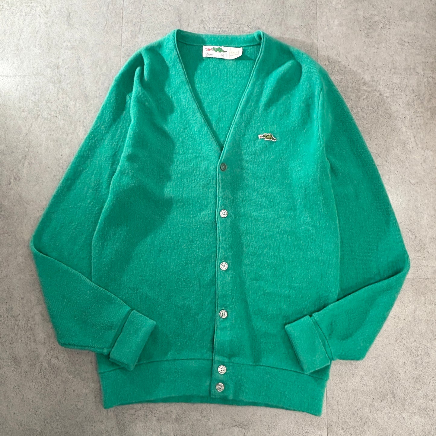 【60s〜70s ビンテージ】Sears ドラゴン刺繍 カーディガン XL TALL グリーン ニット アクリル