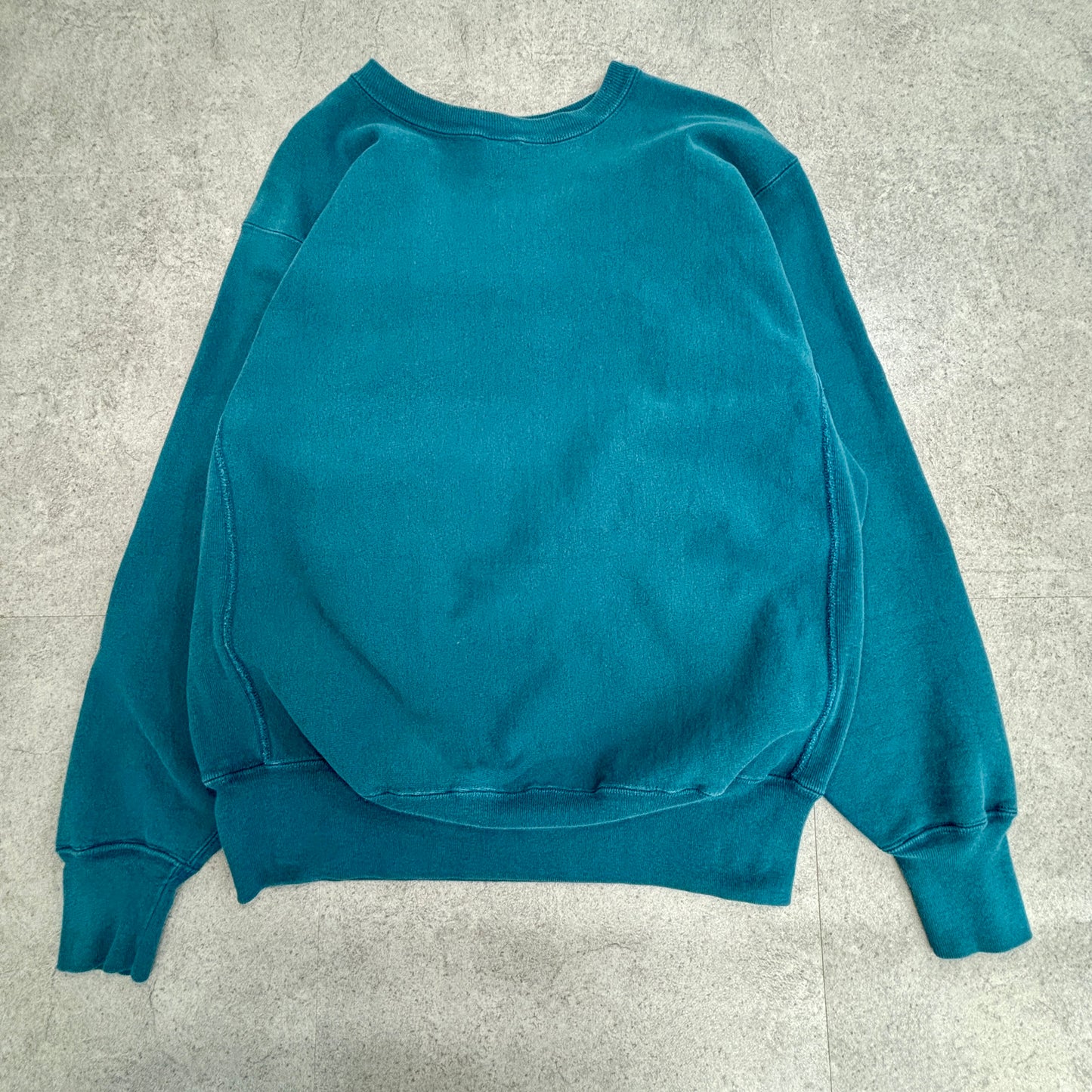 【USA製】Champion リバースウィーブ 青緑無地スウェット 刺繍ロゴ XL 90s ヴィンテージ