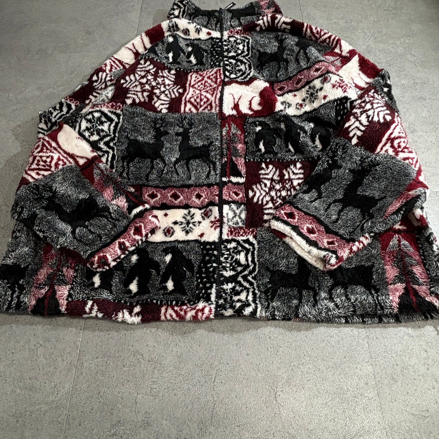 BLACK MOUNTAIN OUTDOOR 総柄フリースジャケット XL USA製 ノルディックアニマル 90s