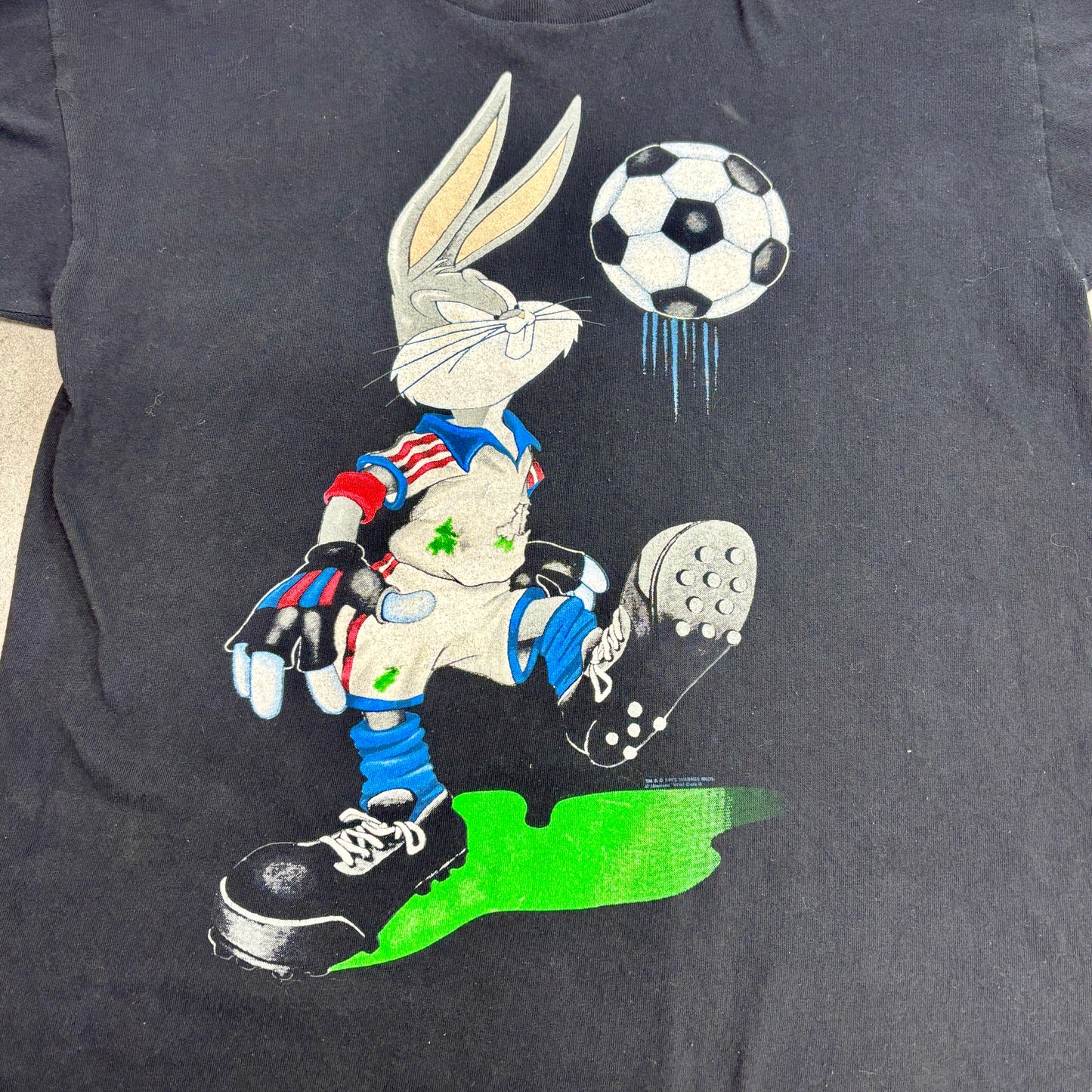 90s USA製 バックスバニー × US SOCCER ヴィンテージTシャツ ブラック Looney Tunes キャラクターT