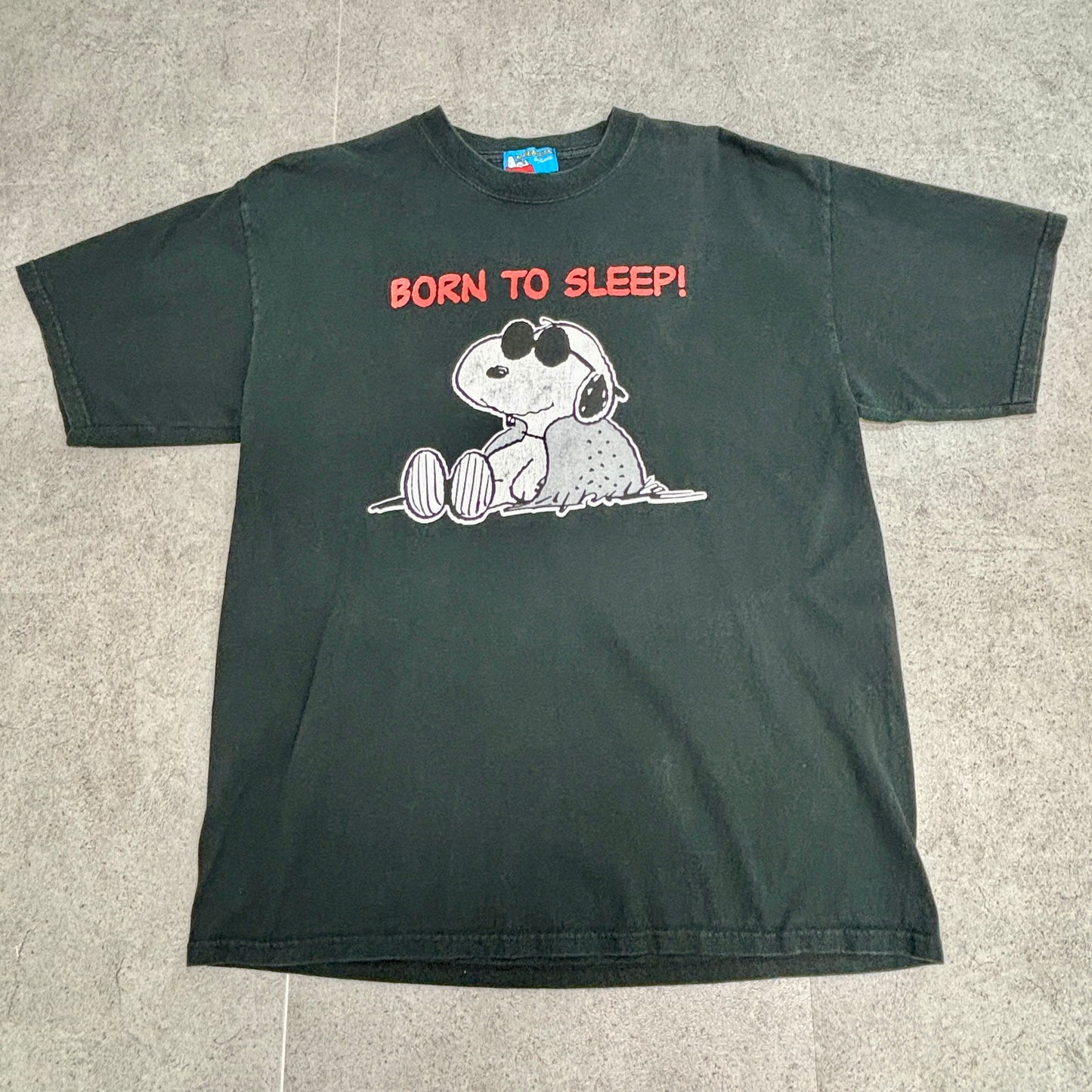 90s スヌーピー PEANUTS “BORN TO SLEEP!” ヴィンテージTシャツ ブラック Snoopy キャラクターT