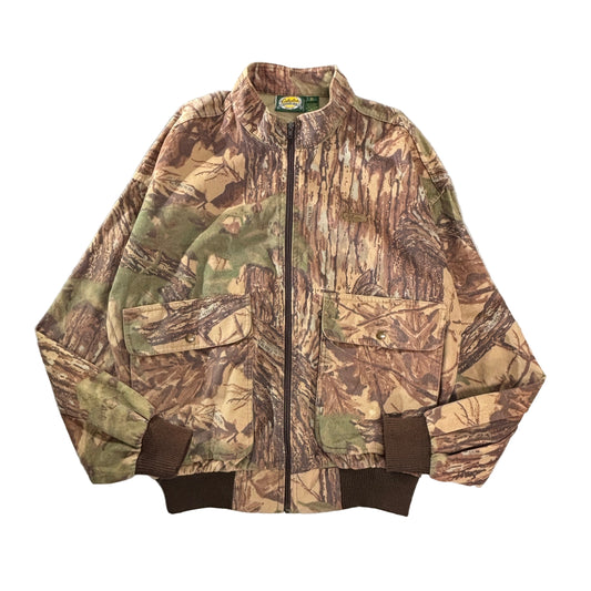 90s〜00s Cabela’s カベラス 加工ツリーカモ ハンティング ボンバージャケット L/REG カナダ製 リブ付きジップブルゾン OUTDOOR GEAR 迷彩 アウトドア