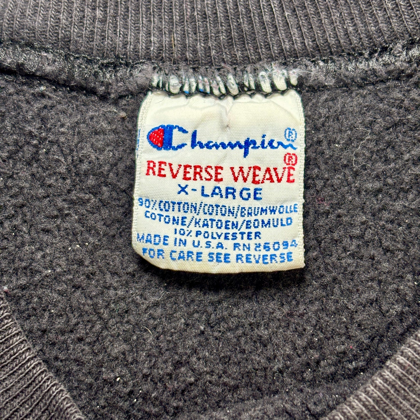 【USA製】Champion リバースウィーブ SWH DANCELINE 刺繍スウェット XL 黒×紫 90s