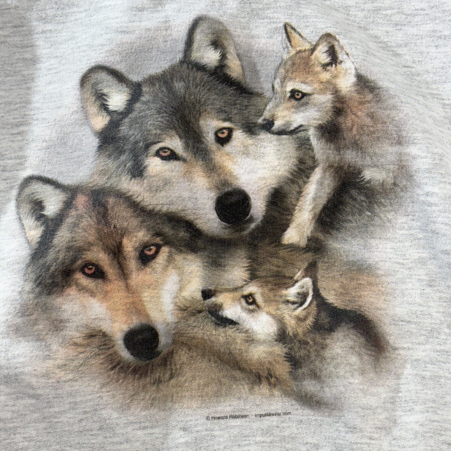 JERZEES “WOLF PACK” フォトリアル ウルフプリント スウェット XL 霜降りグレー/メキシコ製 NuBlend アニマル USAムード