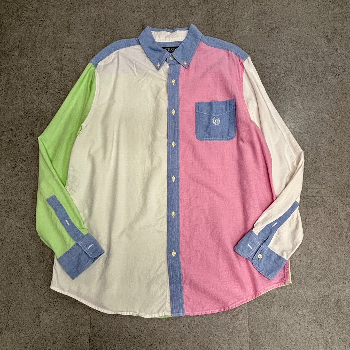 CHAPS マルチカラー シャツ 長袖 ボタンダウン Lサイズ 90sプレッピー カラーブロック