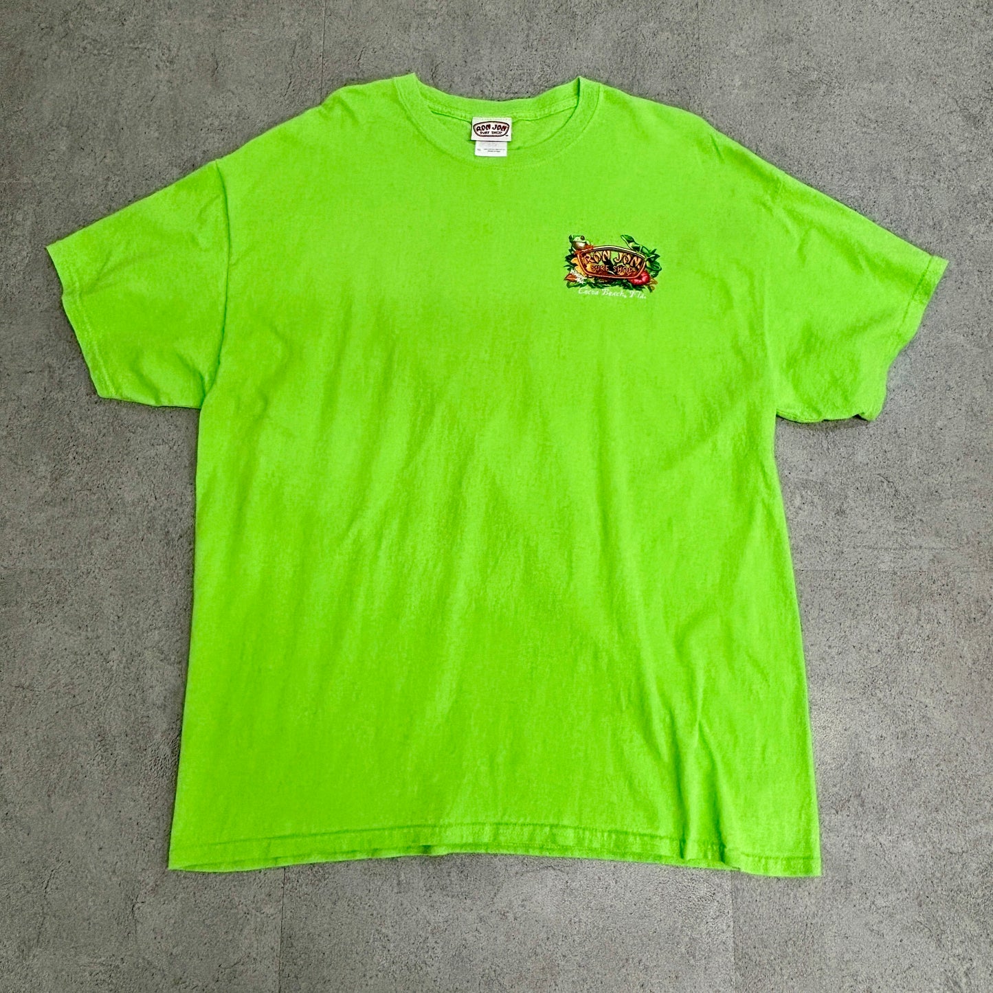 【Ron Jon Surf Shop】ネオンライム グラフィックTシャツ XLサイズ ココアビーチ限定 サーフT USAフロリダ発