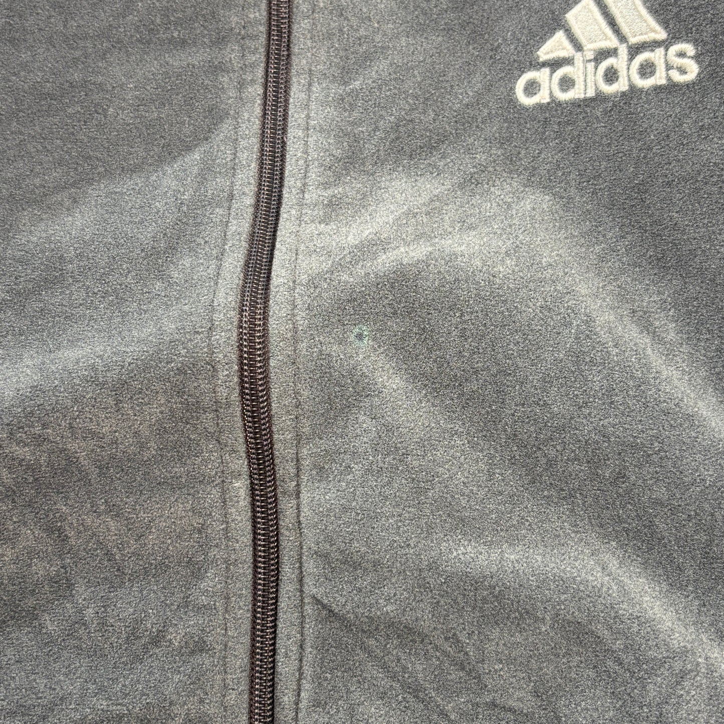 【90s〜2000s】adidas アディダス トラックジャケット ベロア切替 グレー×ネイビー×ホワイト Mサイズ