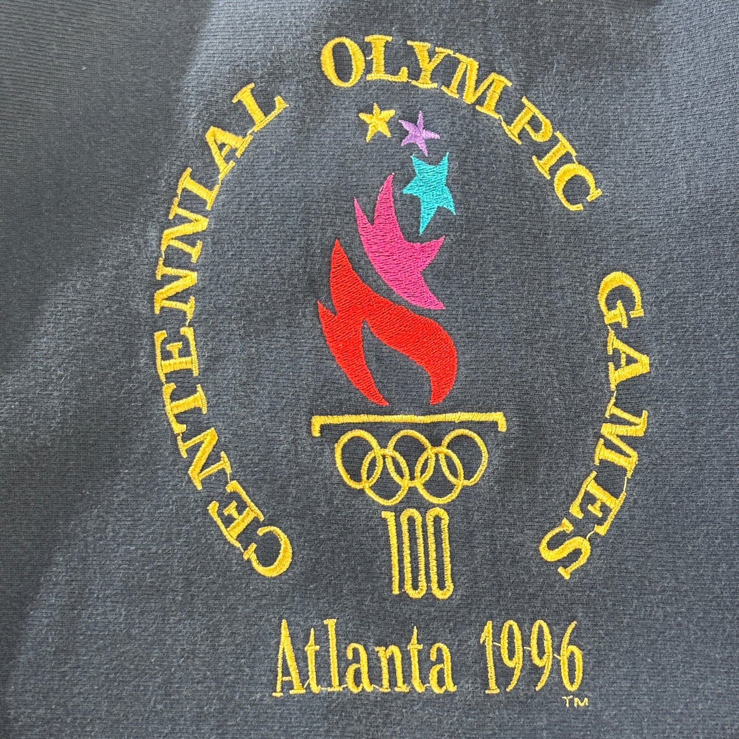【USA製】Champion リバースウィーブ スウェット "Atlanta 1996" オリンピック刺繍 L ネイビー