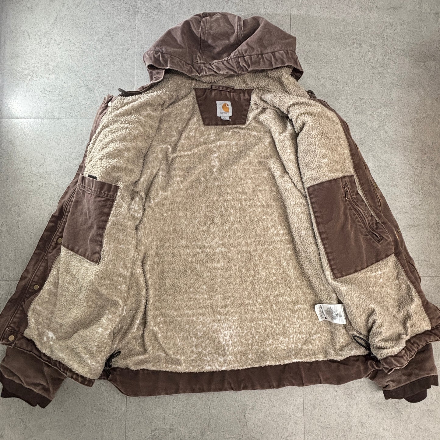 Carhartt/カーハート XL|ダックキャンバス フーデッド ワークジャケット ブラウン|ボア(シェルパ)ライニング|ワーク/アメカジ