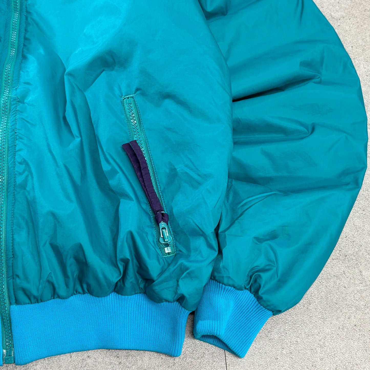 90s Columbia リバーシブル 3M Thinsulate 中綿ナイロンジャケット パープル×ティール M スリランカ製 “Radial Sleeve™”