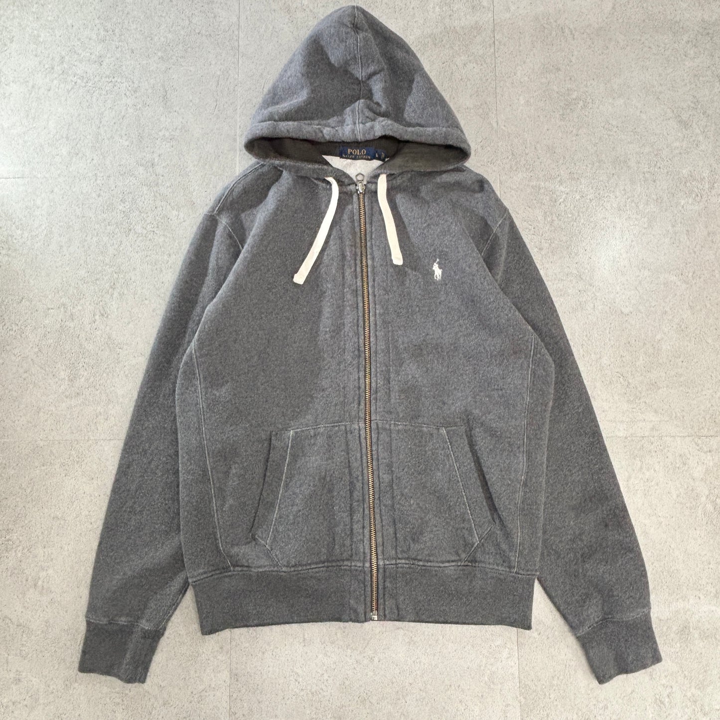 Polo Ralph Lauren フルジップパーカー グレー Lサイズ 裏起毛スウェットフーディー 中国製