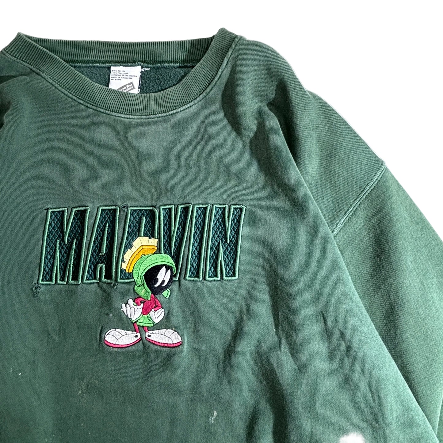 【MARVIN THE MARTIAN 刺繍スウェット Adults L】Warner Bros. スタジオストア グリーン クルーネック /2-85