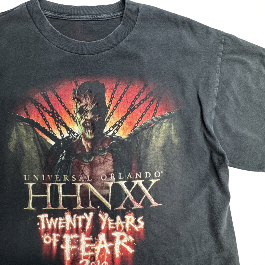 ユニバーサル・オーランド HHN XX Twenty Years of Fear 2010 ホラーTシャツ ブラック L相当/7-56