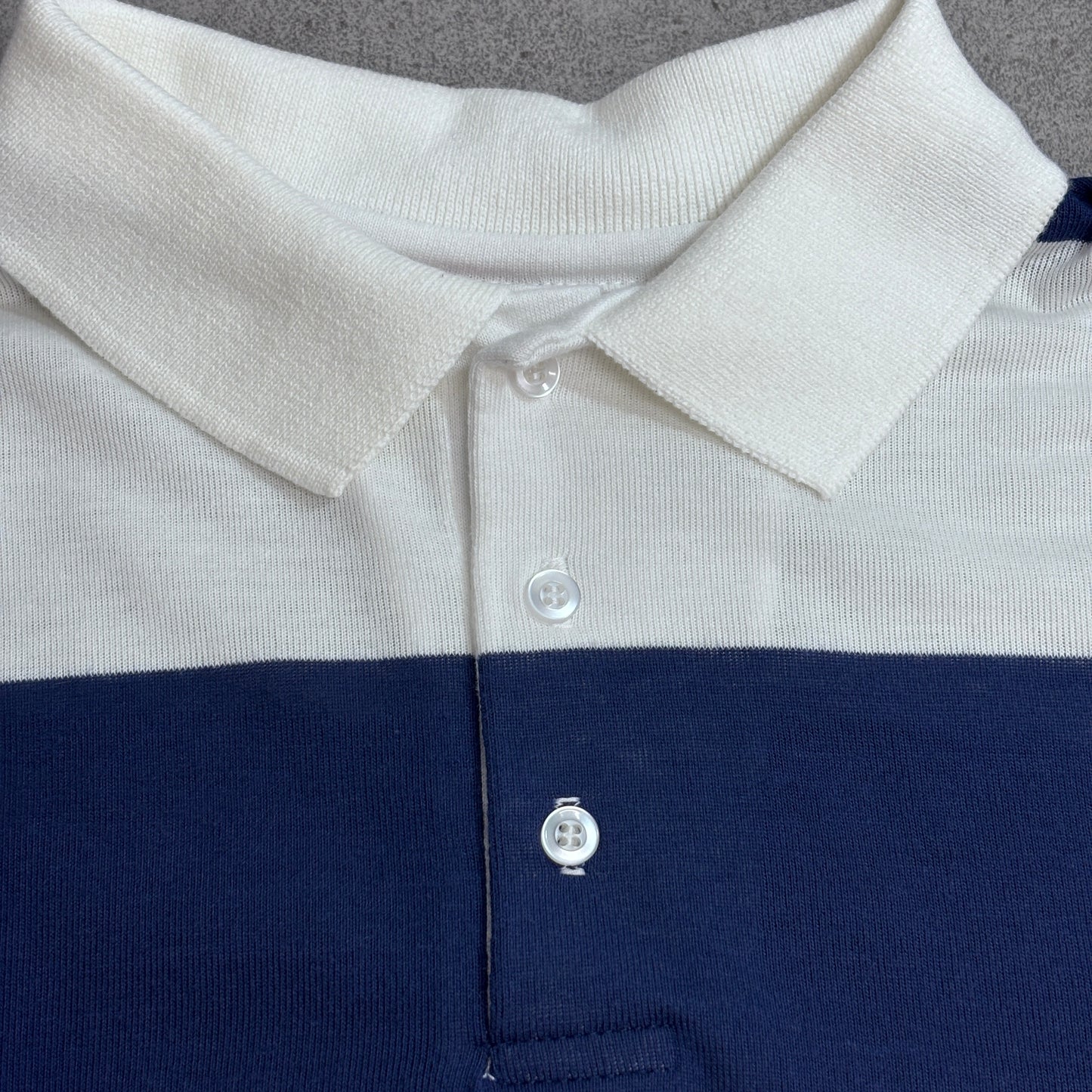 【USA製 WHANG SPORTS APPAREL ボーダー ポロシャツ】ネイビー×ホワイト XL/8-74