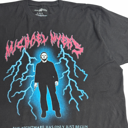 【HALLOWEEN II Michael Myers プリントTシャツ】マイケル・マイヤーズ ホラー映画Tシャツ Mad Engine Universal Studios 古着/8-17