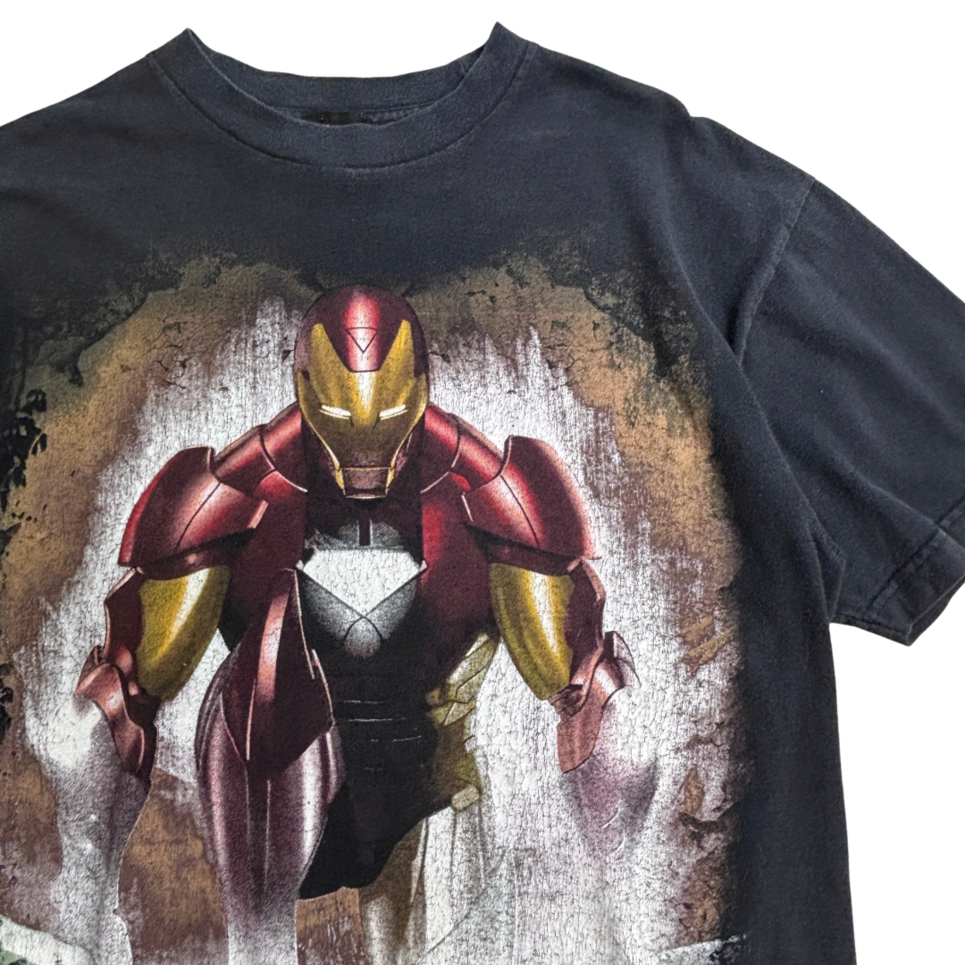 【MARVEL アイアンマン Tシャツ】ブラック 半袖 キャラクターTシャツ MARVEL MAD ENGINE/7-5