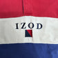 【90s IZOD アイゾッド 長袖ラガーシャツ】マルチボーダー 刺繍ロゴ L 100%コットン マレーシア製 古着/9-2