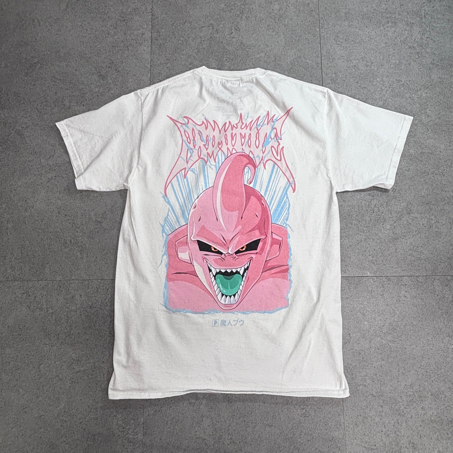 【DRAGON BALL Z × Primitive 魔人ブウ バックプリントTシャツ】ホワイト Mサイズ ドラゴンボールZ コラボT 古着/7-101