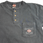 【HARLEY-DAVIDSON ヘンリーネック ポケットTシャツ】ブラック フェード ブリーチ USAファブリック M/8-45