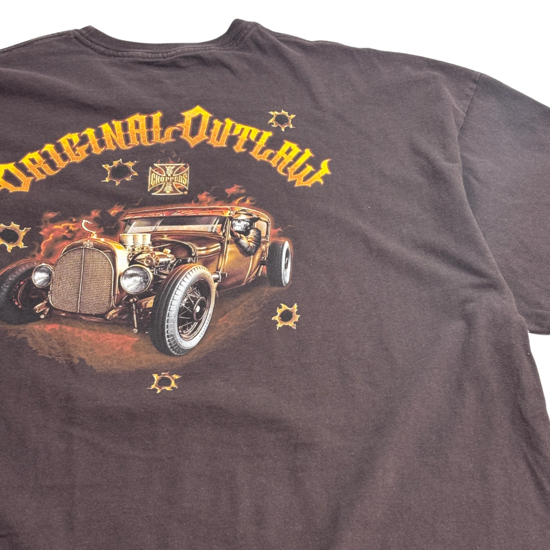 【West Coast Choppers ORIGINAL OUTLAW 両面プリントTシャツ】ウエストコーストチョッパーズ / バイカーT / チョッパー / XXX-LARGE/7-75