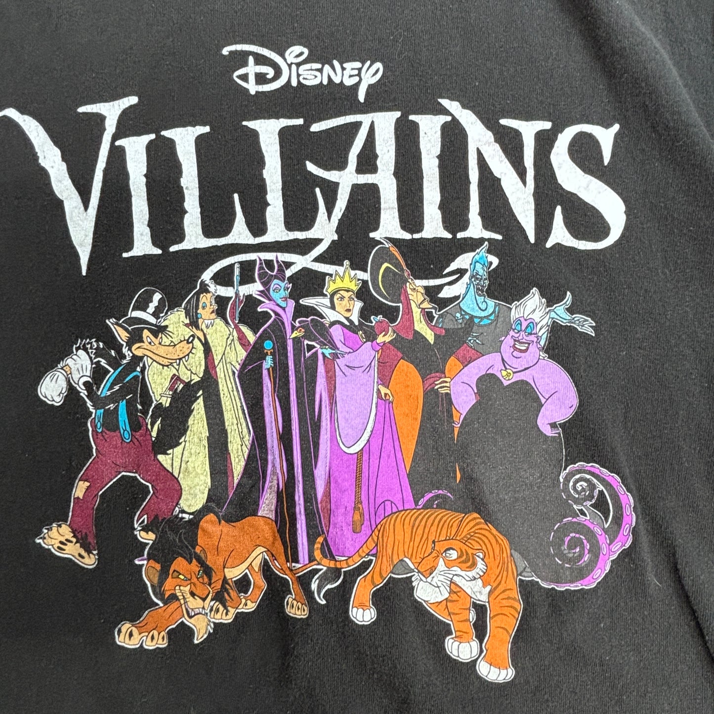 【Disney VILLAINS プリントTシャツ】ディズニー ヴィランズ ブラック キャラクター アニメT 古着/6-2